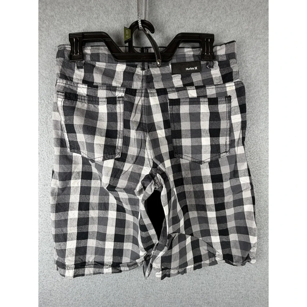 Hurley Shorts Mens 30 Gray Check Plaid‎ Chino Cotton Casual Summer Pockets